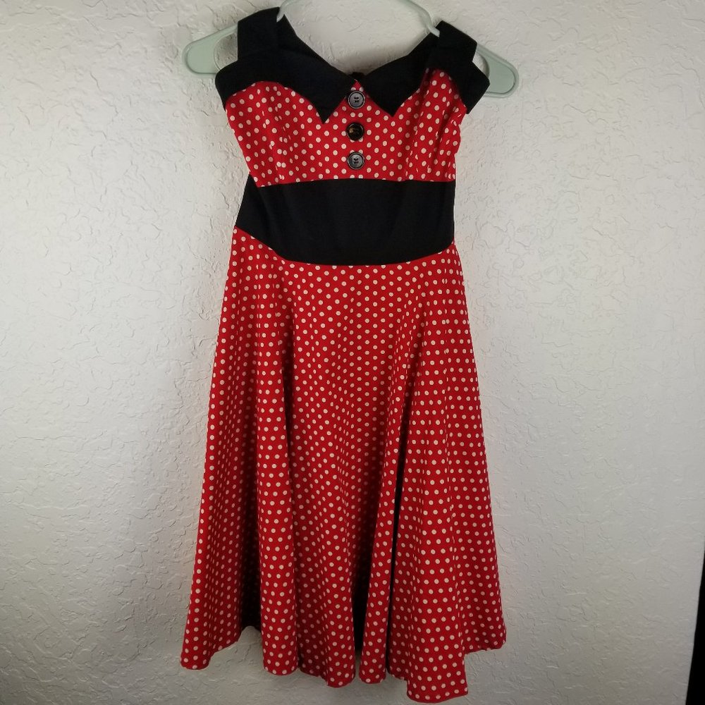 Nwt Fifties Chic 50s Pinup Style Red Polka Dot Halter Retro Dress sz M